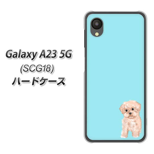 Galaxy A23 5G SCG18 au 高画質仕上げ 背面印刷 ハードケース【YJ062 トイプードルアプリコット（ブルー）】