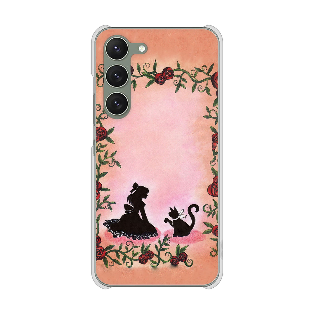 Galaxy S23 SCG19 au 高画質仕上げ 背面印刷 ハードケース お姫様とネコ