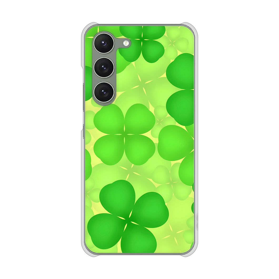 Galaxy S23 SCG19 au 高画質仕上げ 背面印刷 ハードケース 【1297 四つ葉のクローバー】