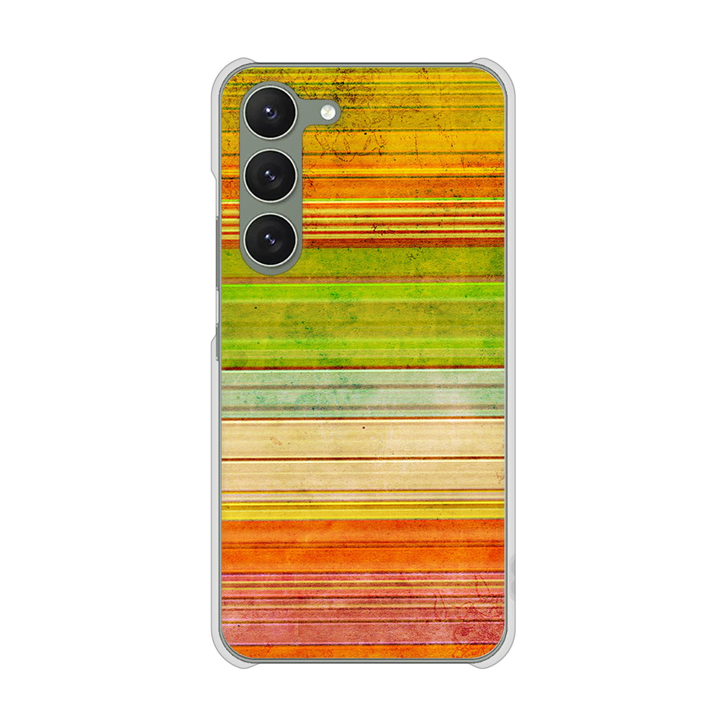 Galaxy S23 SCG19 au 高画質仕上げ 背面印刷 ハードケース 【1324 ビンテージボーダー（色彩）】
