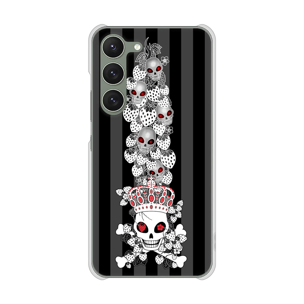 Galaxy S23 SCG19 au 高画質仕上げ 背面印刷 ハードケース むかいあぐる 苺骸骨王冠蔦