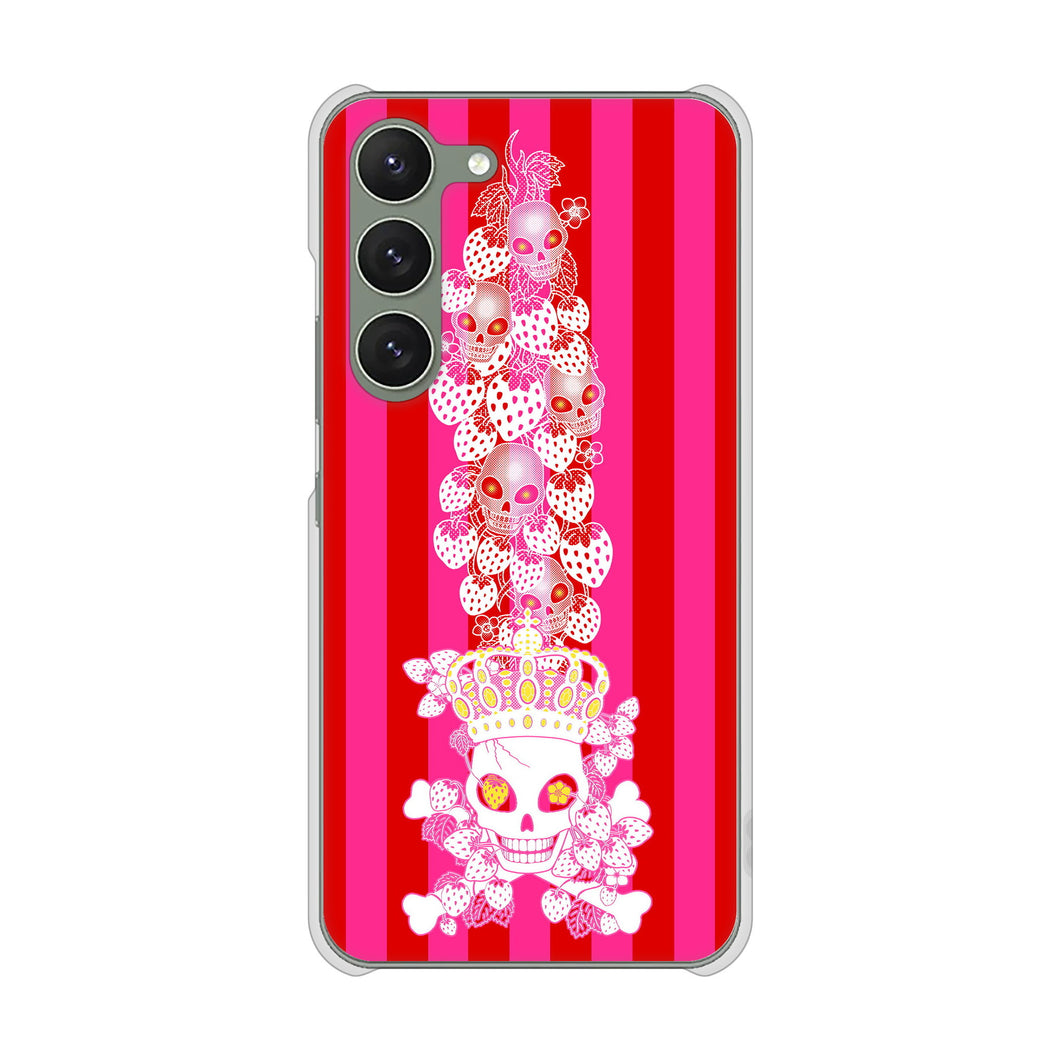 Galaxy S23 SCG19 au 高画質仕上げ 背面印刷 ハードケース むかいあぐる 苺骸骨王冠蔦