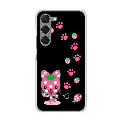 Galaxy S23 SCG19 au 高画質仕上げ 背面印刷 ハードケース むかいあぐる イチゴ猫のにゃんベリー