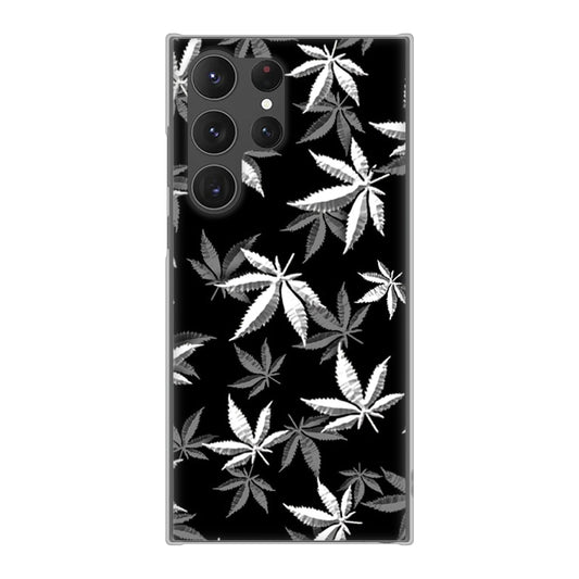 Galaxy S23 Ultra SCG20 au 高画質仕上げ 背面印刷 ハードケース 【064 モノトーン大麻ブラック】
