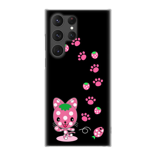 Galaxy S23 Ultra SCG20 au 高画質仕上げ 背面印刷 ハードケース むかいあぐる イチゴ猫のにゃんベリー