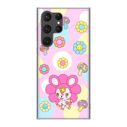 Galaxy S23 Ultra SCG20 au 高画質仕上げ 背面印刷 ハードケース むかいあぐる フラワーうさぎのフラッピョン