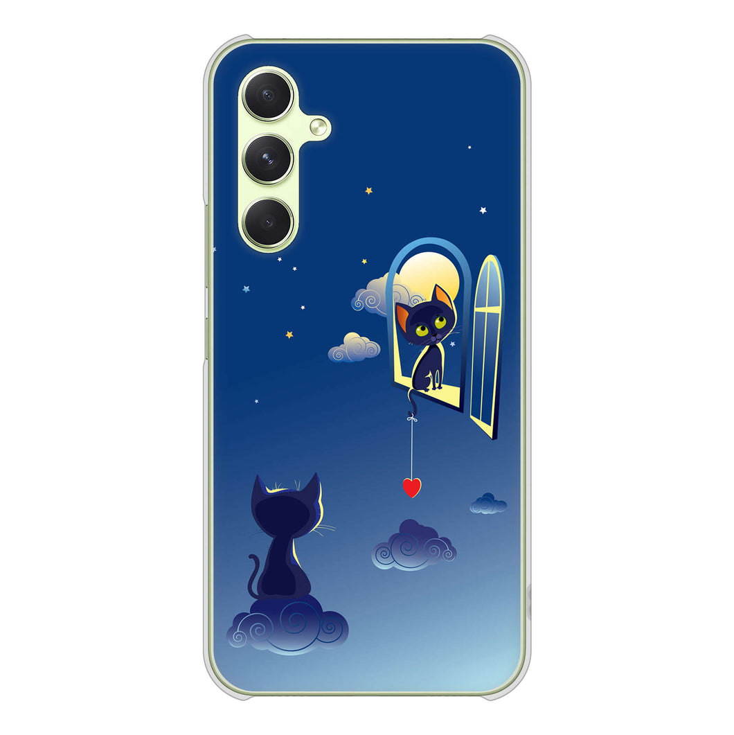 Galaxy A54 5G SCG21 au 高画質仕上げ 背面印刷 ハードケース夜とネコ