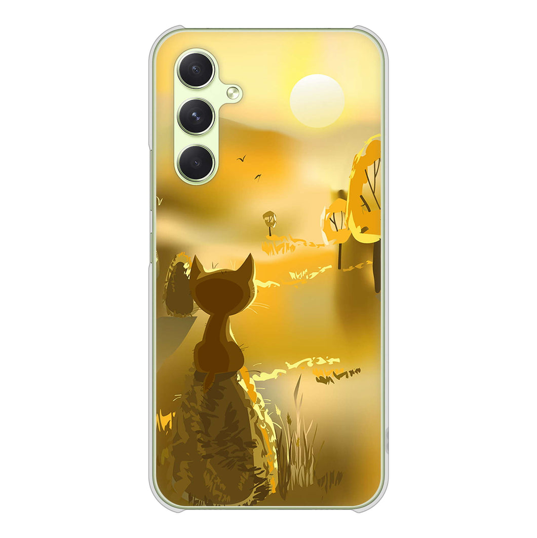 Galaxy A54 5G SCG21 au 高画質仕上げ 背面印刷 ハードケース 【400 たそがれの猫】