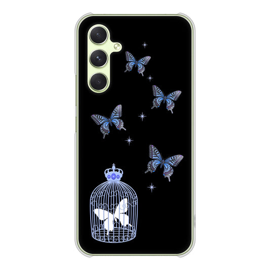 Galaxy A54 5G SCG21 au 高画質仕上げ 背面印刷 ハードケースむかいあぐる 蝶の王冠鳥かご