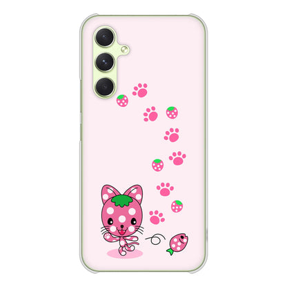 Galaxy A54 5G SCG21 au 高画質仕上げ 背面印刷 ハードケースむかいあぐる イチゴ猫のにゃんベリー