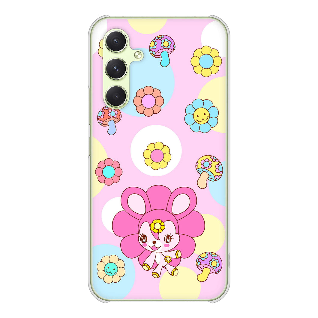 Galaxy A54 5G SCG21 au 高画質仕上げ 背面印刷 ハードケースむかいあぐる フラワーうさぎのフラッピョン