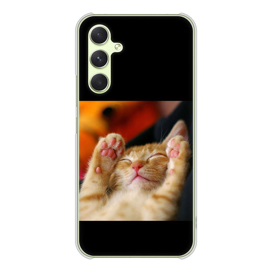 Galaxy A54 5G SCG21 au 高画質仕上げ 背面印刷 ハードケース 【VA804 爆睡するネコ】