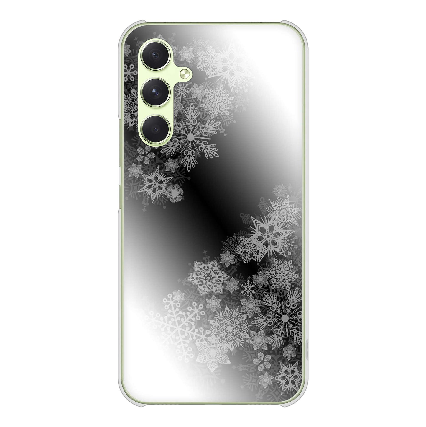 Galaxy A54 5G SCG21 au 高画質仕上げ 背面印刷 ハードケース 【YJ340 モノトーン 雪の結晶 】