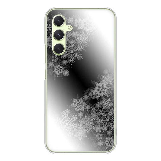 Galaxy A54 5G SCG21 au 高画質仕上げ 背面印刷 ハードケース 【YJ340 モノトーン 雪の結晶 】