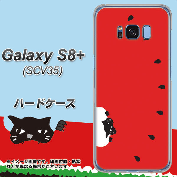 au ギャラクシー S8 プラス SCV35 高画質仕上げ 背面印刷 ハードケース【IA812 すいかをかじるネコ】