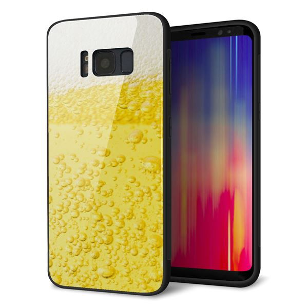 au ギャラクシー S8 SCV36 強化ガラス＆TPUスマホケース ガラプリ【450 生ビール】