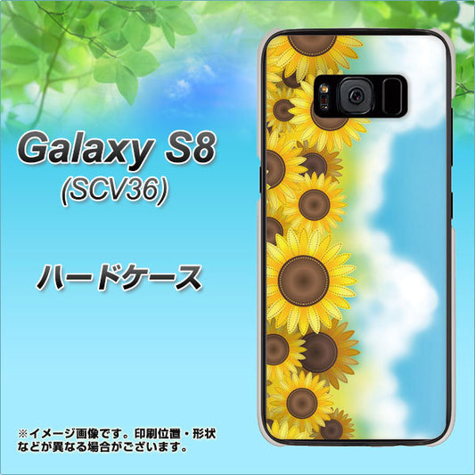 au ギャラクシー S8 SCV36 高画質仕上げ 背面印刷 ハードケース【148 ひまわり畑】