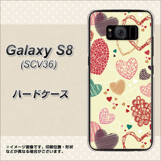 au ギャラクシー S8 SCV36 高画質仕上げ 背面印刷 ハードケース【480 素朴なハート】