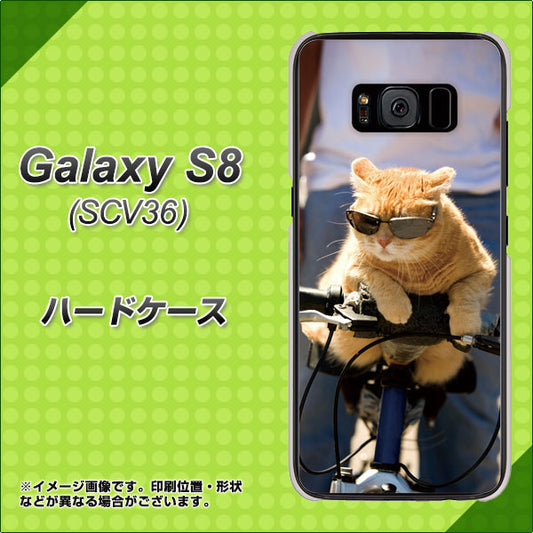 au ギャラクシー S8 SCV36 高画質仕上げ 背面印刷 ハードケース【595 にゃんとサイクル】