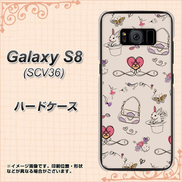 au ギャラクシー S8 SCV36 高画質仕上げ 背面印刷 ハードケース【705 うさぎとバッグ】