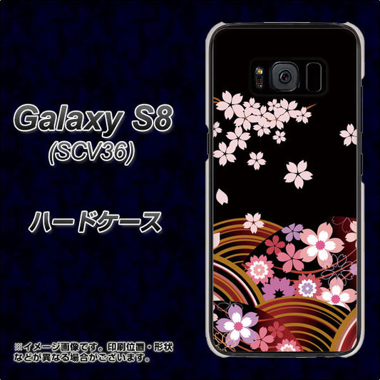 au ギャラクシー S8 SCV36 高画質仕上げ 背面印刷 ハードケース【1237 和柄＆筆文字・夜桜の宴】