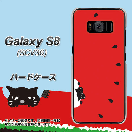 au ギャラクシー S8 SCV36 高画質仕上げ 背面印刷 ハードケース【IA812 すいかをかじるネコ】