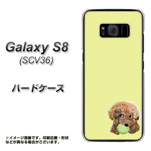 au ギャラクシー S8 SCV36 高画質仕上げ 背面印刷 ハードケース【YJ056 トイプードル＆ボール（イエロー）】