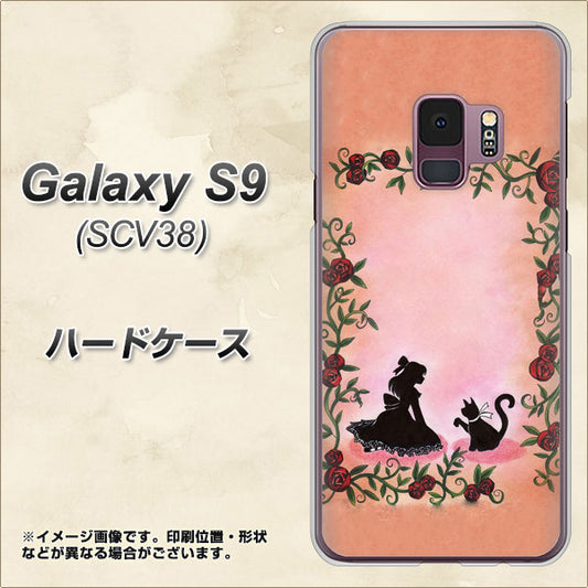 au ギャラクシー S9 SCV38 高画質仕上げ 背面印刷 ハードケース【1096 お姫様とネコ（カラー）】