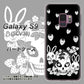 au ギャラクシー S9 SCV38 高画質仕上げ 背面印刷 ハードケース【AG837 苺兎（黒）】