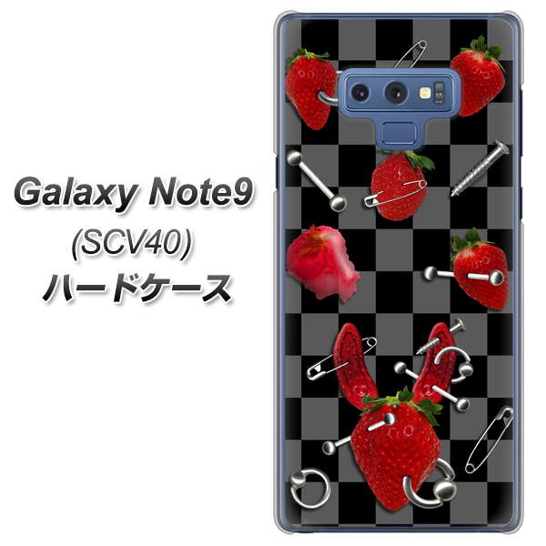 au ギャラクシー ノート9 SCV40 高画質仕上げ 背面印刷 ハードケース【AG833 苺パンク（黒）】