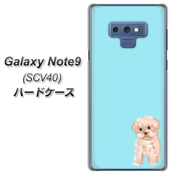 au ギャラクシー ノート9 SCV40 高画質仕上げ 背面印刷 ハードケース【YJ062 トイプードルアプリコット（ブルー）】
