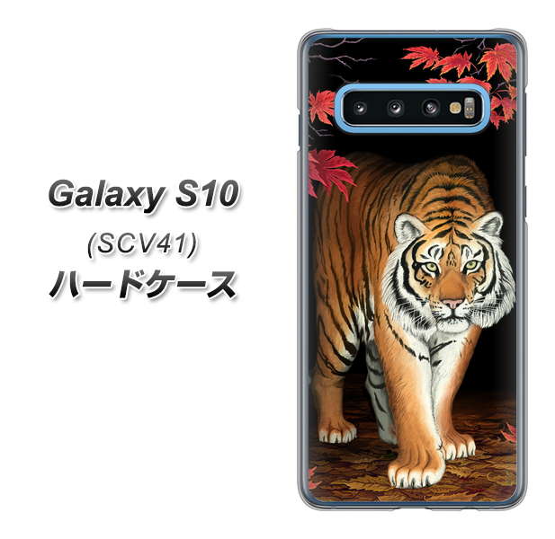 au ギャラクシー S10 SCV41 高画質仕上げ 背面印刷 ハードケース【177 もみじと虎】