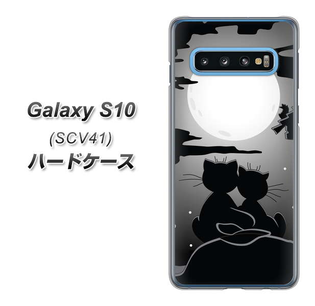 au ギャラクシー S10 SCV41 高画質仕上げ 背面印刷 ハードケース【342 月夜の二人】