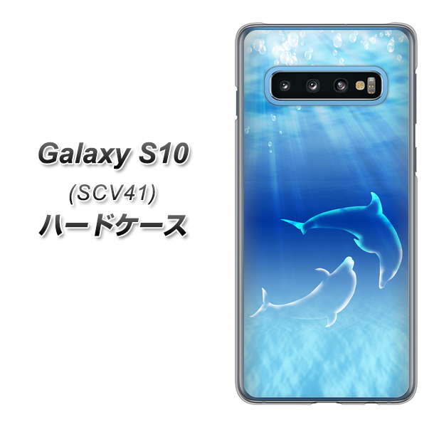 au ギャラクシー S10 SCV41 高画質仕上げ 背面印刷 ハードケース【1048 海の守り神イルカ】