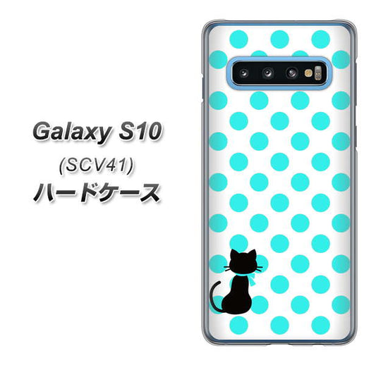 au ギャラクシー S10 SCV41 高画質仕上げ 背面印刷 ハードケース【EK809 ネコとシンプル ライトブルー】