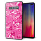 au ギャラクシー S10+ SCV42 強化ガラス＆TPUスマホケース ガラプリ【383 ピンクのハート】