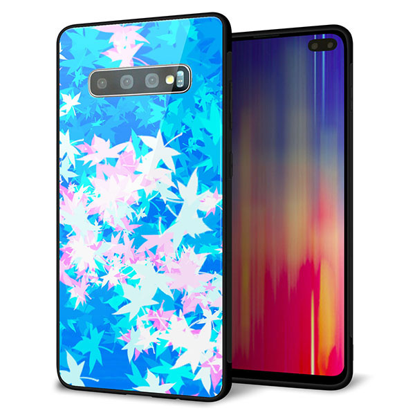 au ギャラクシー S10+ SCV42 強化ガラス＆TPUスマホケース ガラプリ【YJ290 デザインもみじ】