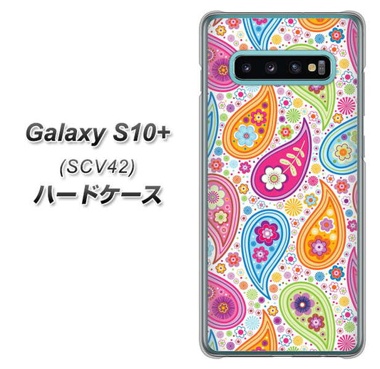 au ギャラクシー S10+ SCV42 高画質仕上げ 背面印刷 ハードケース【378 カラフルペイズリー】