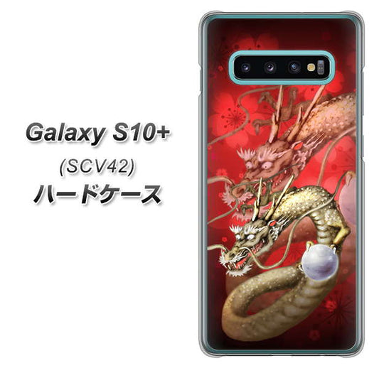au ギャラクシー S10+ SCV42 高画質仕上げ 背面印刷 ハードケース【1004 桜と龍】