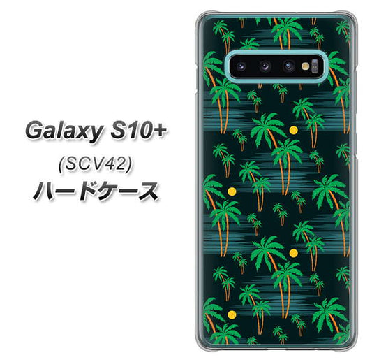 au ギャラクシー S10+ SCV42 高画質仕上げ 背面印刷 ハードケース【1315 月夜とヤシ】