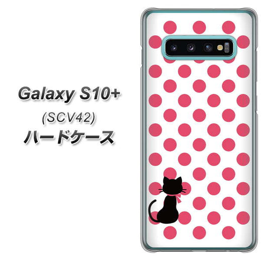 au ギャラクシー S10+ SCV42 高画質仕上げ 背面印刷 ハードケース【EK807 ネコとシンプル ピンク】