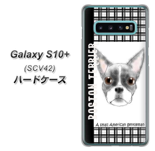 au ギャラクシー S10+ SCV42 高画質仕上げ 背面印刷 ハードケース【YD851 ボストンテリア02】