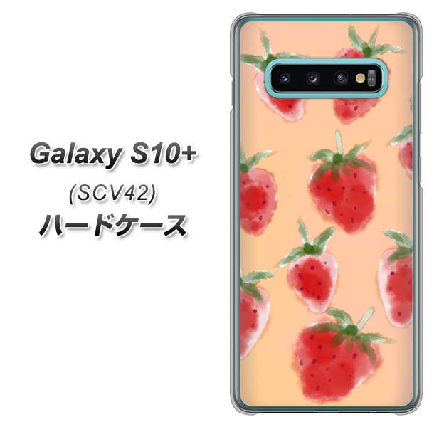 au ギャラクシー S10+ SCV42 高画質仕上げ 背面印刷 ハードケース【YJ179 イチゴ 水彩179】