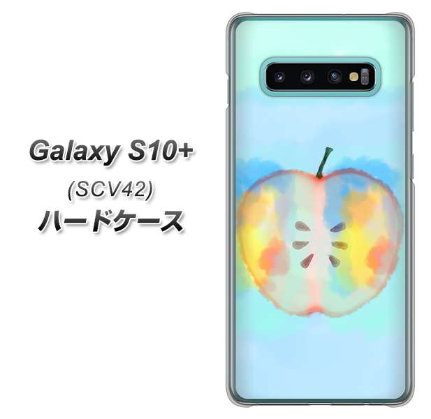 au ギャラクシー S10+ SCV42 高画質仕上げ 背面印刷 ハードケース【YJ181 りんご 水彩181】