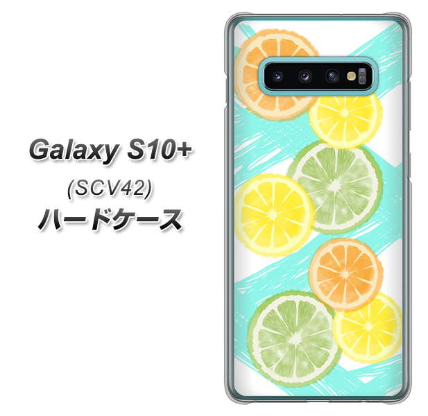 au ギャラクシー S10+ SCV42 高画質仕上げ 背面印刷 ハードケース【YJ183 オレンジライム】
