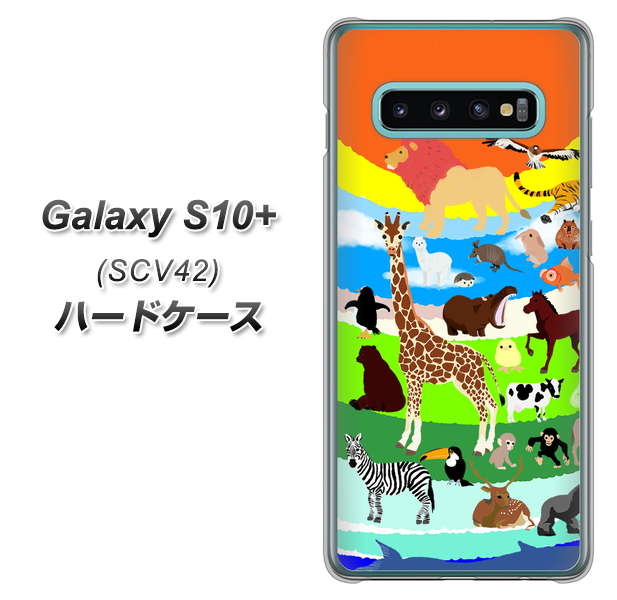 au ギャラクシー S10+ SCV42 高画質仕上げ 背面印刷 ハードケース【YJ201 アニマルプラネット】