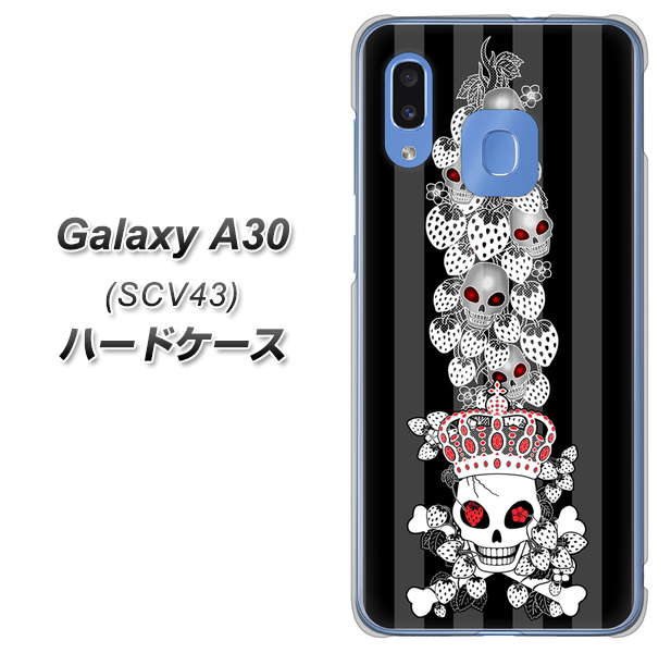 au ギャラクシー A30 SCV43 高画質仕上げ 背面印刷 ハードケース【AG802 苺骸骨王冠蔦（黒）】