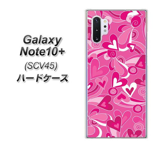 au ギャラクシー ノート10+ SCV45 高画質仕上げ 背面印刷 ハードケース【383 ピンクのハート】