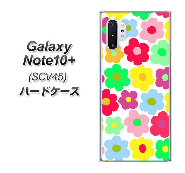 au ギャラクシー ノート10+ SCV45 高画質仕上げ 背面印刷 ハードケース【758 ルーズフラワーカラフル】