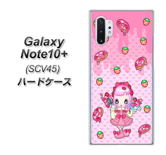 au ギャラクシー ノート10+ SCV45 高画質仕上げ 背面印刷 ハードケース【AG816 ストロベリードーナツ（水玉ピンク）】